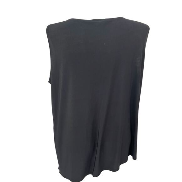 Sweet Clarity 3X Stretch Sleeveless Black Asymmetrical Ruffle Blouse - Picture 5 of 5